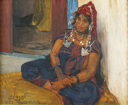 Alexandre ROUBTZOFF (1884-1949) Portrait de Moubakara à Kairouan, 1914 Huile sur...