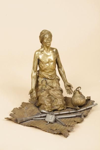 Atelier Franz Xaver BERGMANN (1861-1936) Bronze de Vienne, debut XXe siecle La prière...