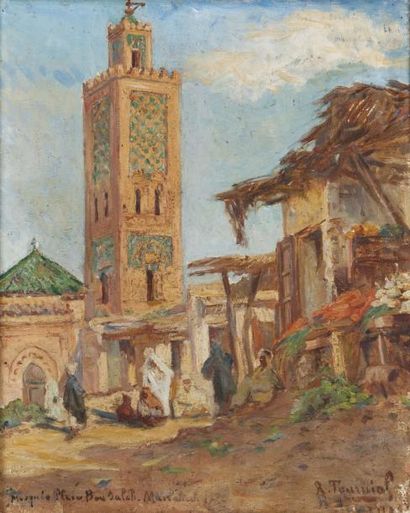 René TOURNIOL (1876-1953) La mosquée place Ben Salah, Marrakech Huile sur toile,...