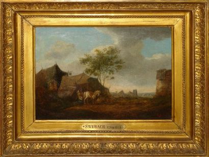 null ECOLE FRANCAISE VERS 1800

Campement dans un paysage

Toile (usures et restaurations)

Porte...