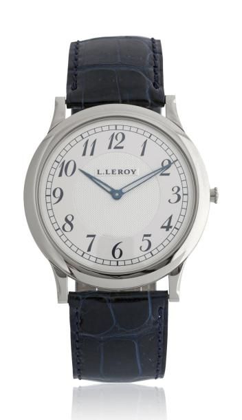 L.LEROY GRANDE OMSIOR vers 2000 Grande montre bracelet extra plate en or blanc 18k...