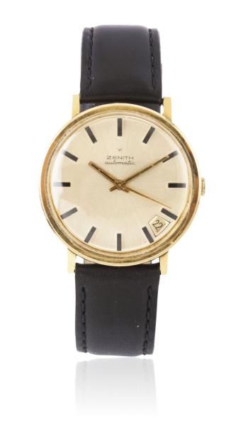 ZENITH N°327D991 vers 1960 Montre bracelet ronde en or. Cadran or avec dateur entre...