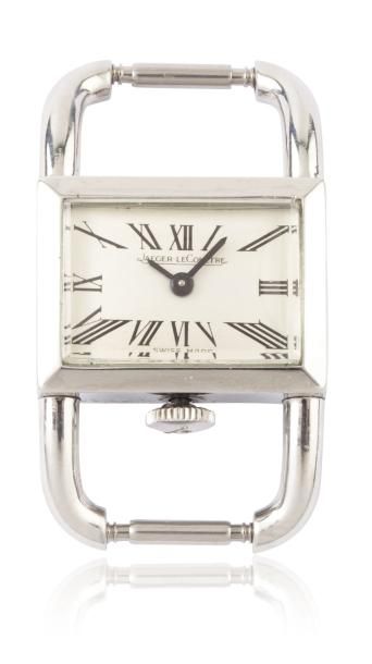 JAEGER LECOULTRE ETRIER vers 1950 Belle montre bracelet en acier. Boîtier rectangle,...