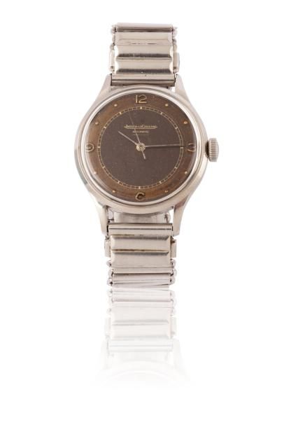JAEGER LECOULTRE "CHOCOLATE " vers 1950 Belle montre montre bracelet en acier. Boîtier...