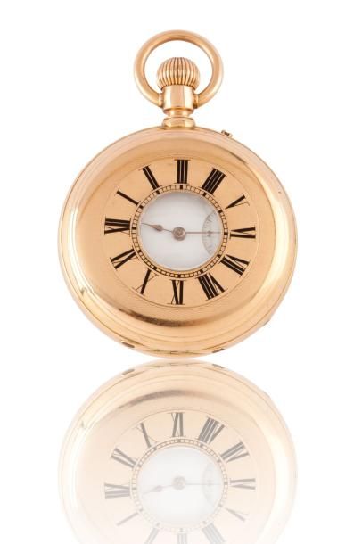 C. DETOUCHE à PARIS N° 14025 Superbe montre de poche demi savonnette en or rose....