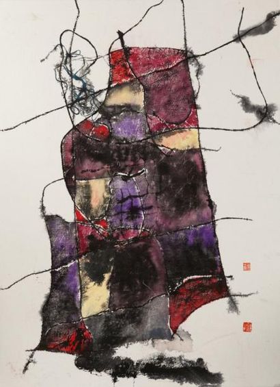 Jiang SHANQING (né en 1961) Mo Tu Encre sur toile 100 x 73 cm