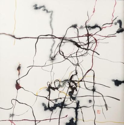 Jiang SHANQING (né en 1961) Suo Zhi Encre sur papier 70 x 70 cm