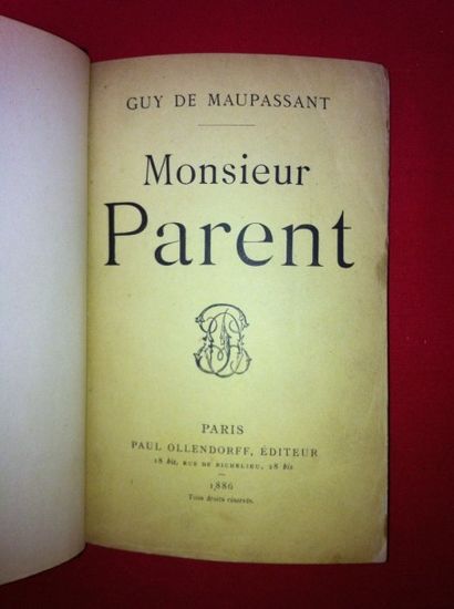 MAUPASSANT Guy de Monsieur Parent. Paris, Ollendorff, 1886, in-12 relié demi-maroquin...