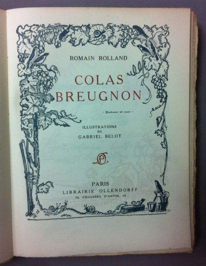 ROLLAND Romain Colas Breugnon. Paris, Ollendorff, 1924, in-8 carré, broché, couverture...