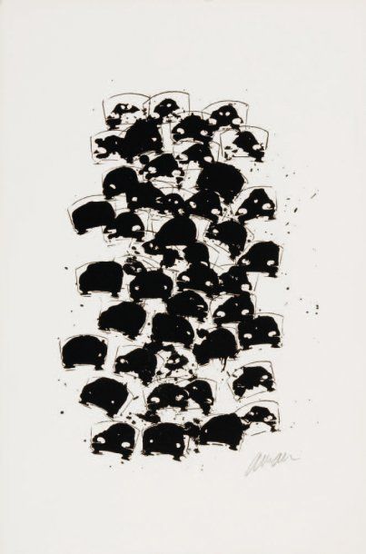 ARMAN (1928-2005) Violons Lithographie signée en bas à droite 57,5 x 38 cm