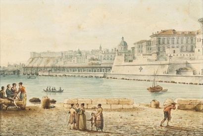 Victor-Jean NICOLLE (Paris 1754-1826) Vue de Rome Aquarelle 11 x 16,5 cm Signé en...