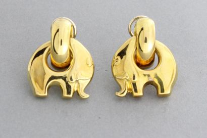 null Paire de boucles d'oreilles en or jaune à motif d'éléphant. P. 17,33g