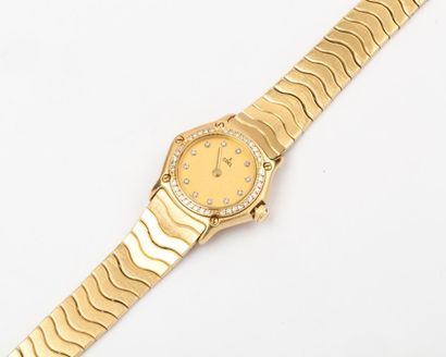 EBEL Classic Bracelet montre de dame en or jaune, la lunette et les index sertis...