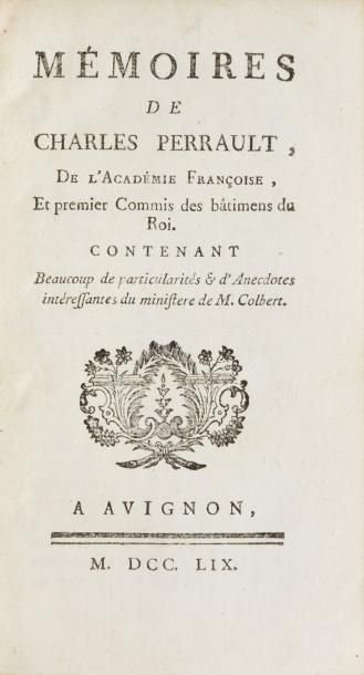 Perrault Charles Mémoires de Charles Perrault, de l'Académie Françoise, et premier...