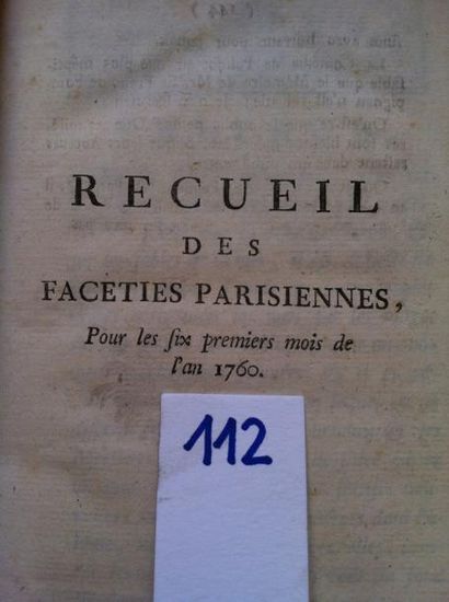 [VOLTAIRE - MORELLET] Recueil des facéties parisiennes pour les six premiers mois...