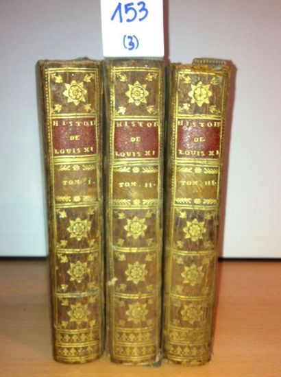 DUCLOS Histoire de Louis XI. Paris, Guérin, 1745, 3 volumes in-12 reliés pleine basane,...