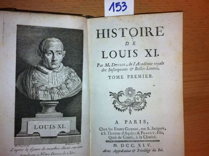 DUCLOS Histoire de Louis XI. Paris, Guérin, 1745, 3 volumes in-12 reliés pleine basane,...