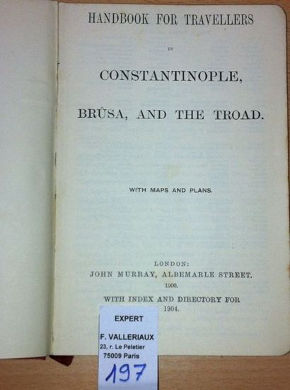 [Guide Murray's] WILSON Charles Handbook for travellers in Constantinople, Brûsa,...