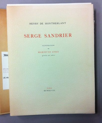 [LYDIS] MONTHERLANT Henry de Serge Sandrier. Paris, Droin, 1948, in-4 en feuilles...