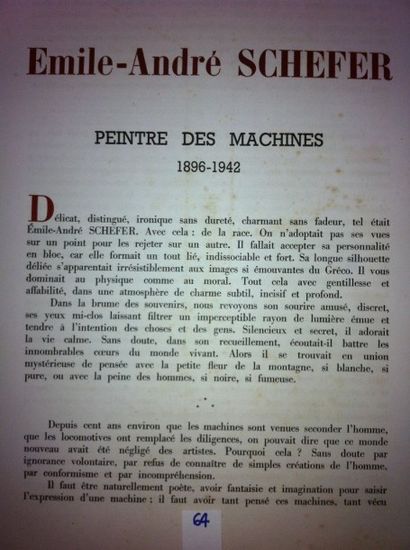 [Comité SCHEFER] Emile-André Schefer Peintre des Machines, 1896-1942. Paris, Dupont,...