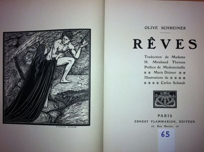 SCHREINER Olive Rêves. Traduction de Madame H. Mirabaud Thorens. Paris, Flammarion,...
