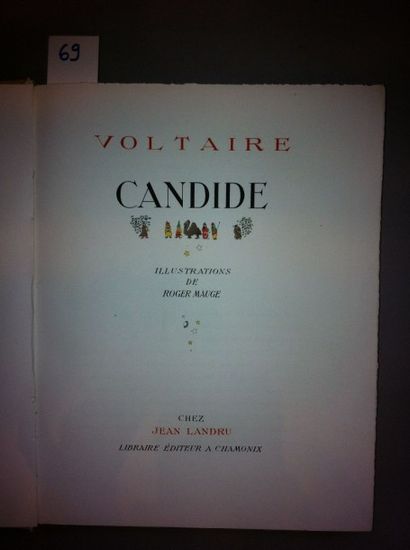 VOLTAIRE Candide. Chamonix, Landru, 1945, in-4 broché, couverture rempliée Tiré à...