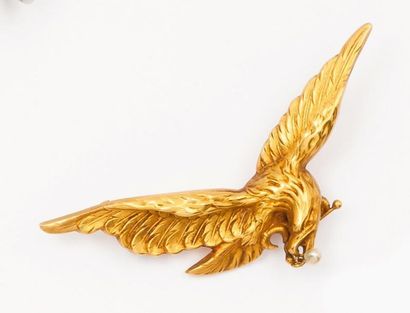 Broche «Aigle» en or jaune. XIX° siècle....