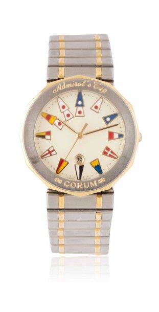 CORUM ADMIRAL?S CUP vers 1990 Montre bracelet en acier. Boîtier rond. Cadran crème...