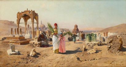 Franz Xavier KOSLER (1864-1905) Les tombeaux des Califes au Caire Huile sur toile,...