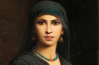 Charles LANDELLE (1821-1908) Jeune Egyptienne aux oranges Huile sur toile, signée...