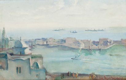 Jean Desiré BASCOULES (1886-1976) Le Port d'Alger Huile sur toile, signée en bas...