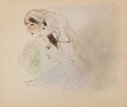 Edouard EDY-LEGRAND (1892-1970) Etude de trois femmes de profil Encre de chine et...