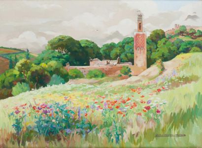 Yvonne KLEISS-HERZIG (1895-1968) Le minaret du village Huile sur toile, signée en...
