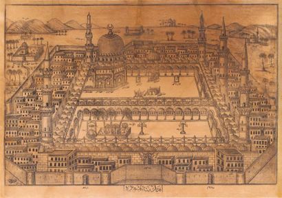 null AL-MADINA AL-MUNAWARA. Vue en perspective axionométrique de Médine figurant...