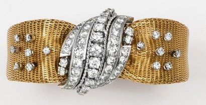 EVIANA Bracelet montre de dame en or de deux couleurs, le cadran dissimulé par un...