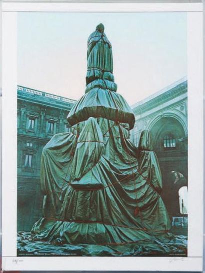CHRISTO (Né en 1938) Milan 1970-1, Milan 1970 -2 Wrapped monument to Leonardo (Project...