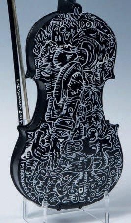 Fabien VERCHAERT (Né en 1975) Le Violon du Monde Imaginaire Technique mixte. Étui...