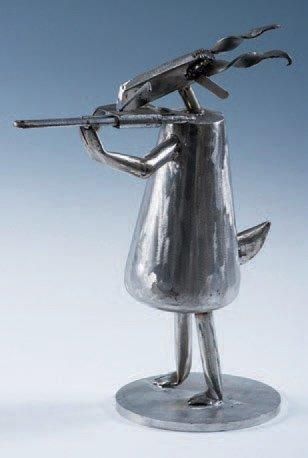 Laszlo TIBAY (né en 1962) Hommage à Chagall Sculpture en acier représentant la petite...