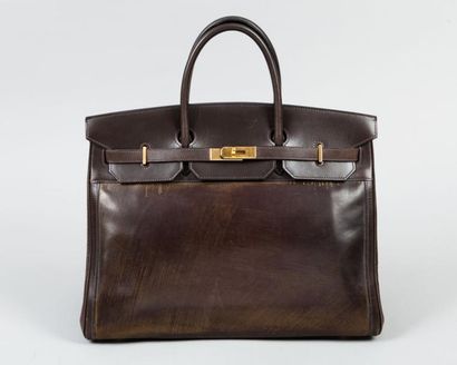 Hermès Paris made in France année 2000 Sac "Birkin" 40cm en cuir marron et cuir amazonia,...