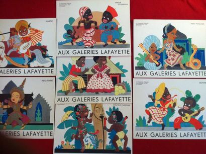 Sept publicités des Galeries Lafayette, dessinées...