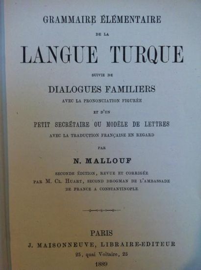 MALLOUF Nassif Grammaire élémentaire de la langue turque, suivie de dialogues familiers...