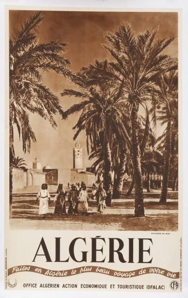 null Algérie Paysage du Sud. Affiche photographique. Alger, Baconnier. Dim. 61x96cm....