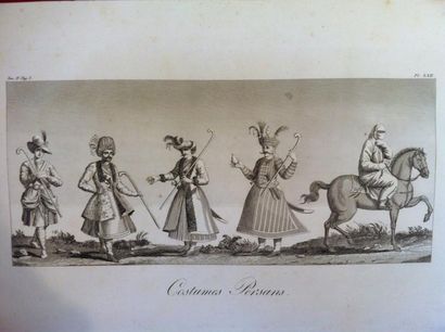 null Costumes Persans. Deux gravures sur bois. 1811. Dim. 15x35cm (taille de l'image)....