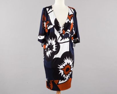 Diane von FURSTENBERG Robe en jersey de soie et nylon imprimé de motifs abstraits,...