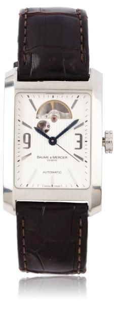 BAUME & MERCIER HAMPTON XL OPEN vers 2013 Montre bracelet rectangle en acier. Cadran...