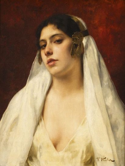 Franz Xavier KOSLER (1864-1905) Beauté orientale Huile sur toile, signée en bas à...