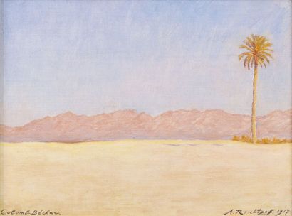 Alexandre Roubtzoff (1884 - 1949) Colomb-Béchar, Algérie. Huile sur toile marouflée...