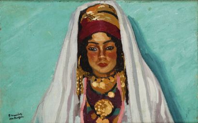 Marius de BUZON (1879-1958) Portrait de femme Ouled Nail Huile sur toile marouflée...