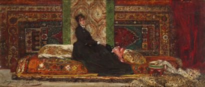 Georges CLAIRIN (1843-1919) Sarah Bernhardt, Tanger 1872 Huile sur toile signée en...