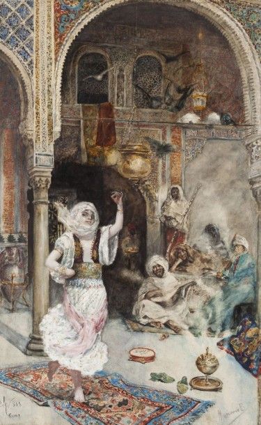 Baquero MARIANO (1838-1890) Danse orientale Aquarelle et gouache, signée et datée...